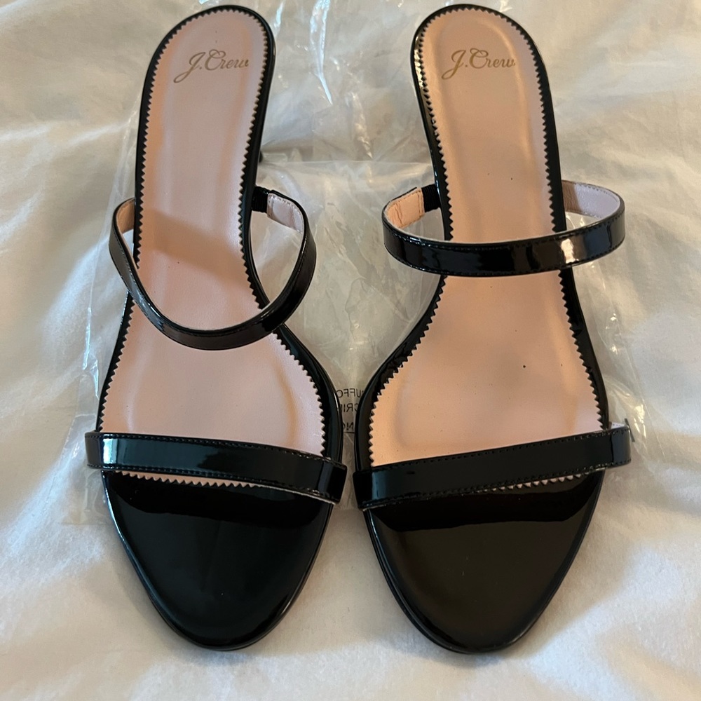 J Crew Size 10 Black Strappy Kitten Heel